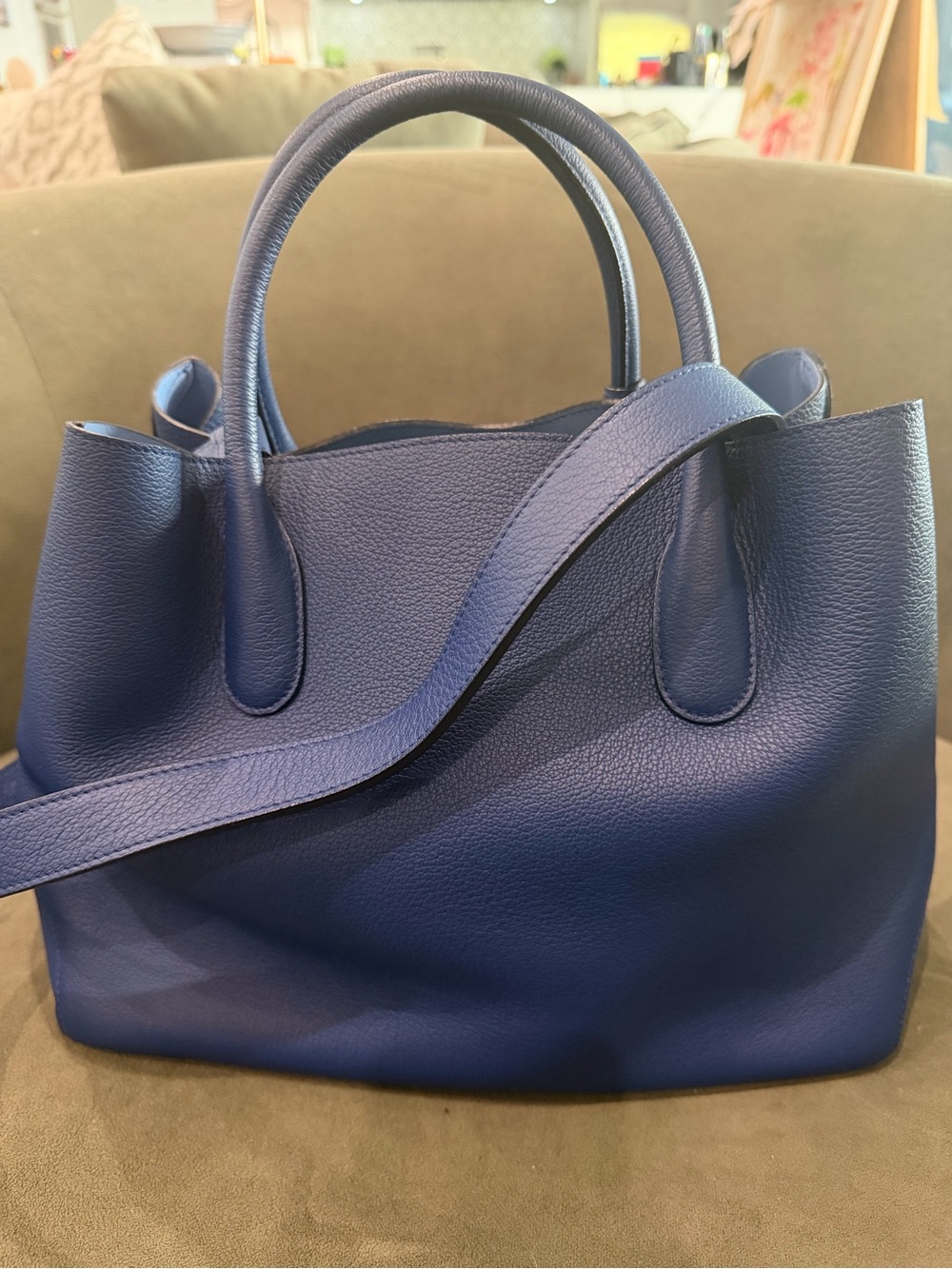 Christian Dior Open Bar Tote Bag Leather Blue - Picture 5 of 13